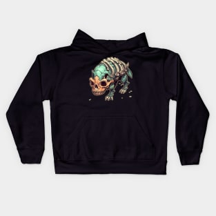 Skeleton Scary Chibi Triceratops Isometric Dinosaur Kids Hoodie